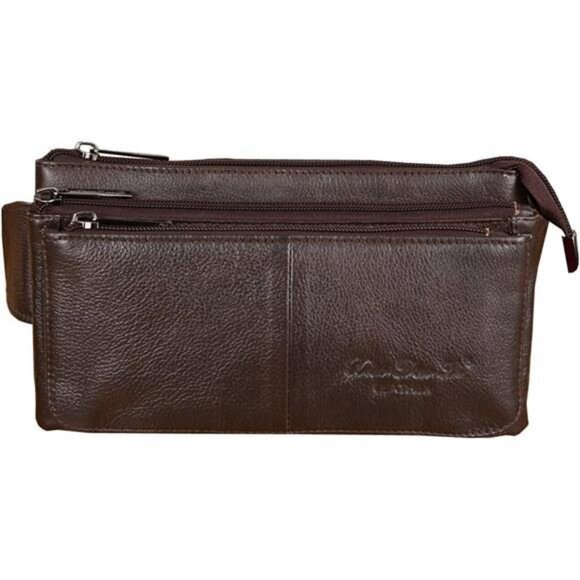 Genuine Leather Waist Pack Fanny Bag Coffee - Picture 3 of 6